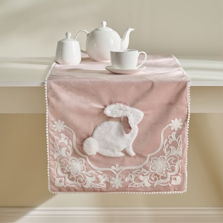 Bieżnik Haftowany Blando 45x180 cm z motywem królika