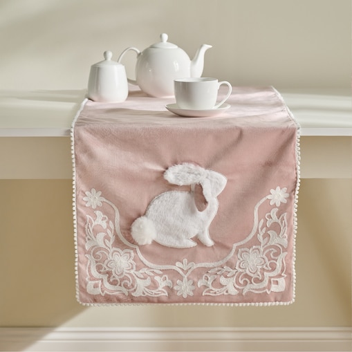 Bieżnik Haftowany Blando 45x180 cm z motywem królika