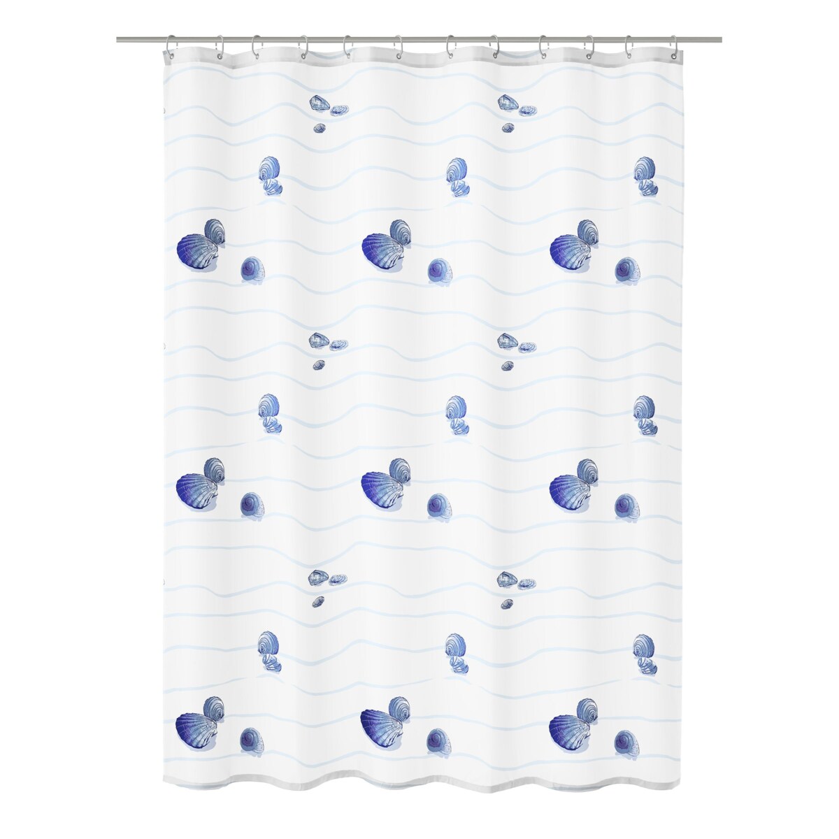 Kleine Wolke Miami Tekstylna Zasłona prysznicowa Blue 180x200 cm muszelki