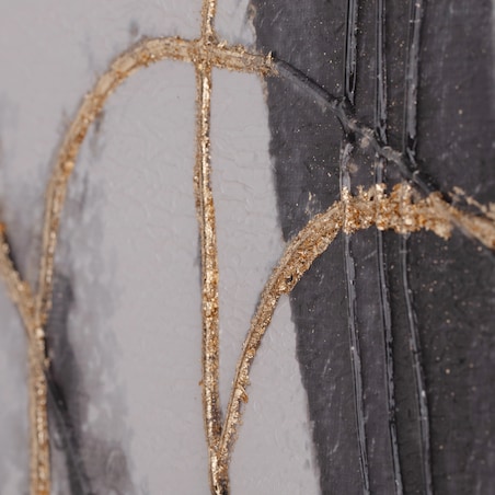 Ręcznie zdobiony obraz w ramie z elementami złota terni 90x120