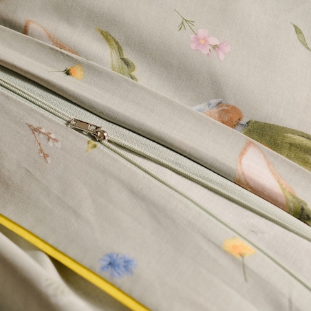 Pościel bawełniana z lamówką Emi 140x200 cm z motywem królika