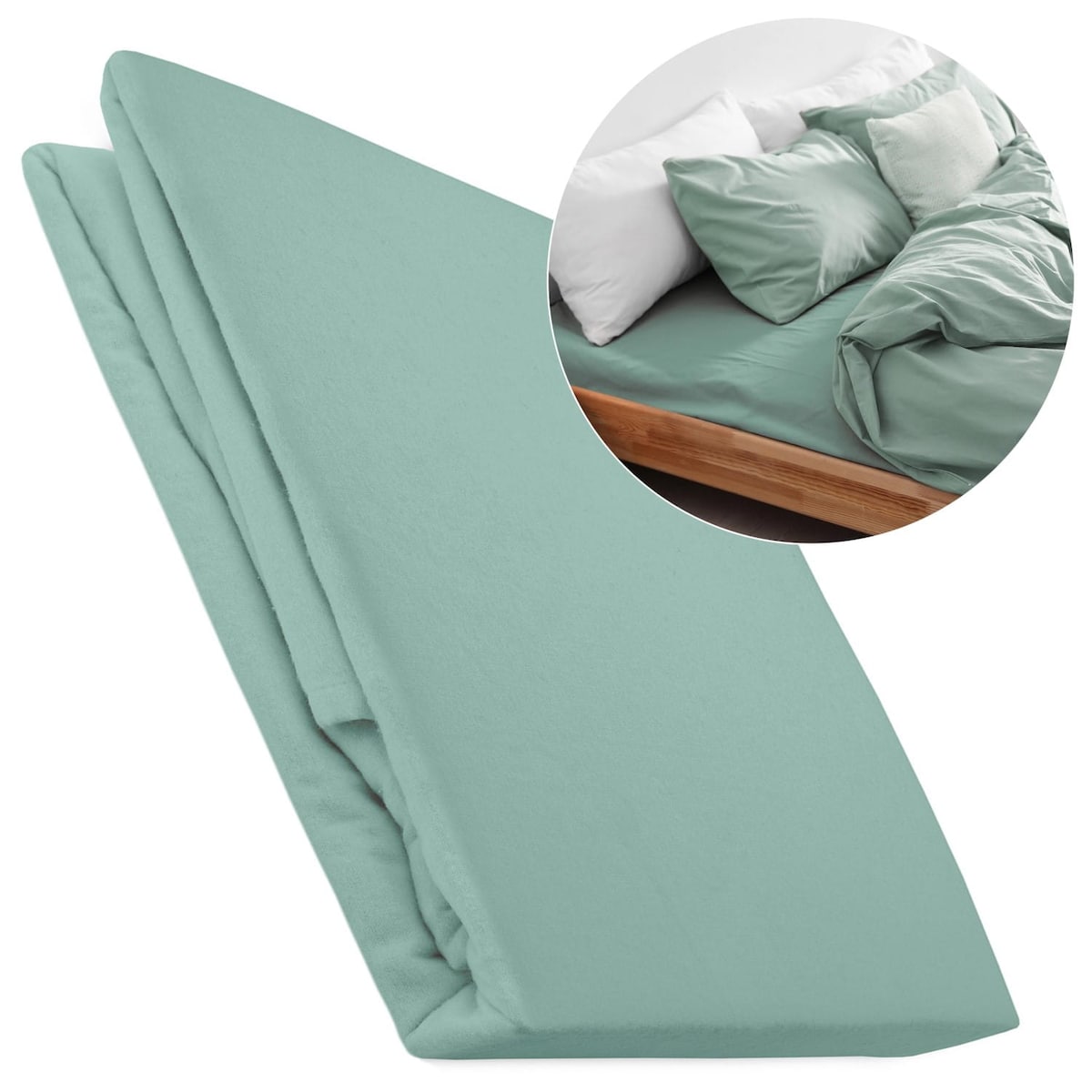 Prześcieradło flanela z gumką 180x200 kolor turkus
