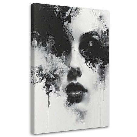 Nowoczesny obraz na płótnie canvas,do salonu sypialni Abstrakcyjny portret kobiety czarno biały 40x60 cm