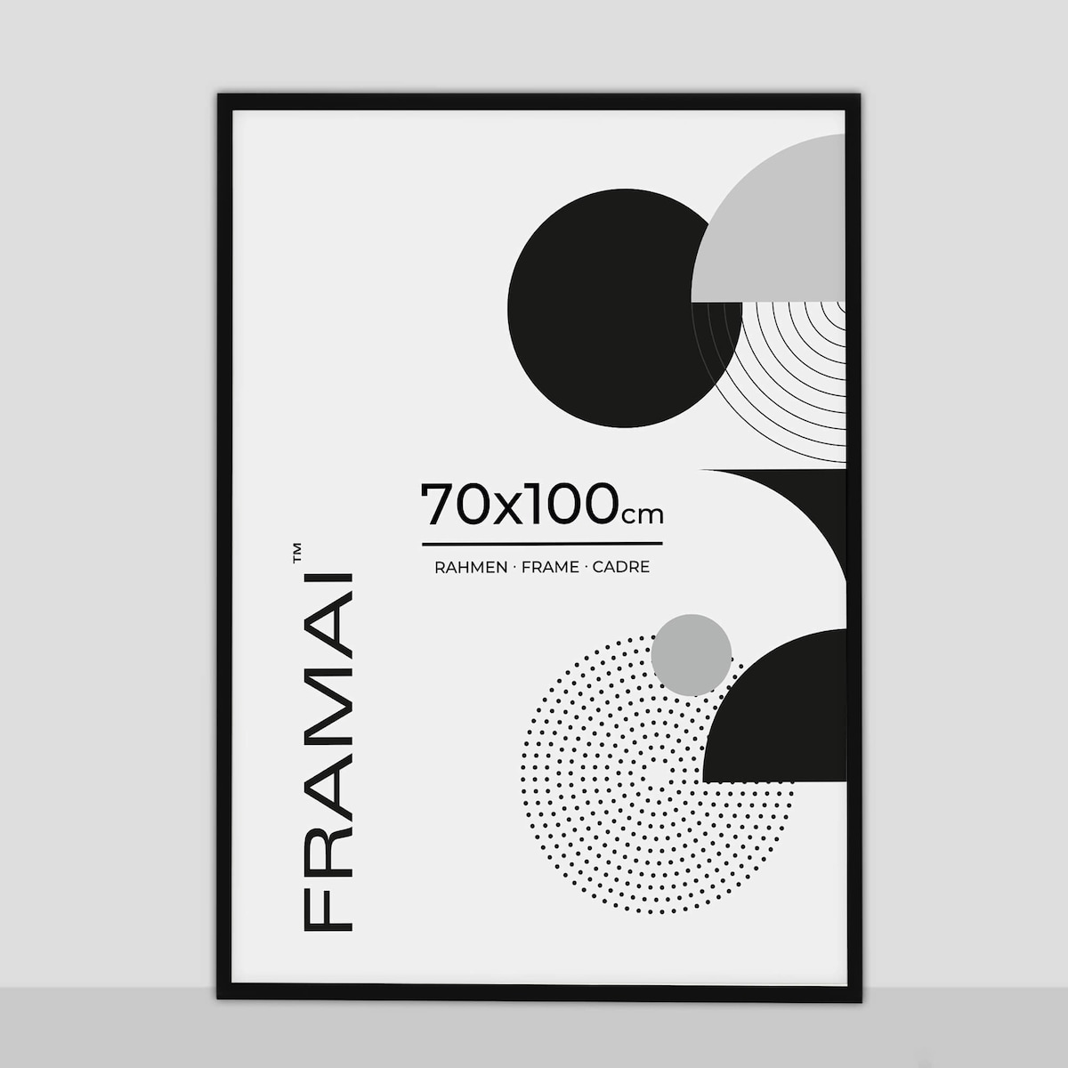 Ramka na zdjęcia 70x100 cm czarna rama MDF z plexi do powieszenia pion poziom klasyczna ramka prostokątna