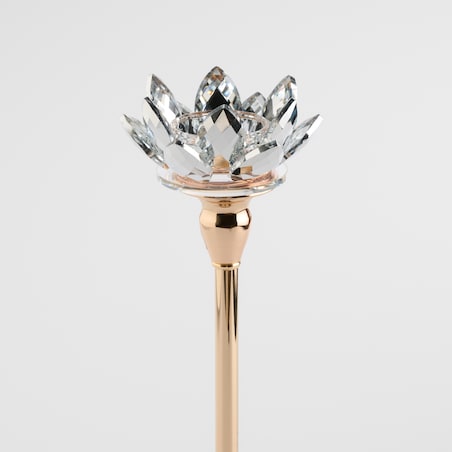 Świecznik Cristal shine long z motywem kwiatowym