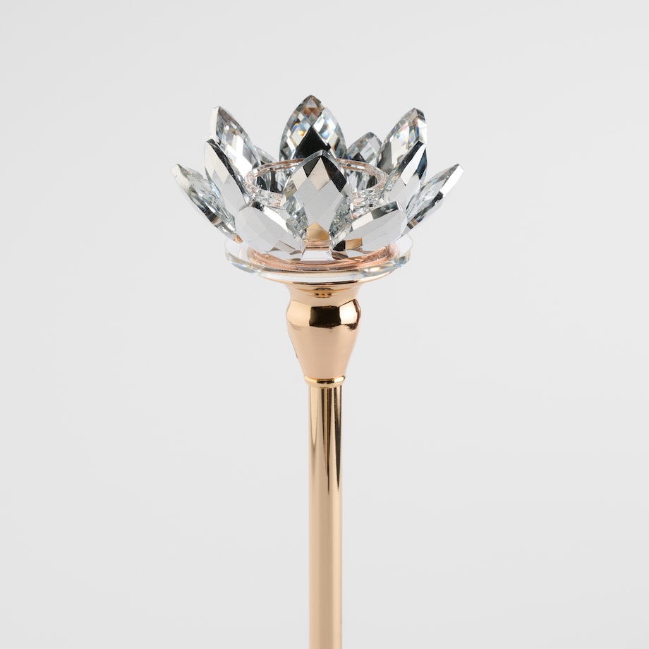 Świecznik Cristal shine long z motywem kwiatowym