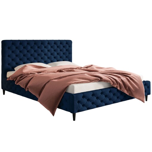 Łóżko tapicerowane LUXO 5 na drewnianych nogach, do sypialni