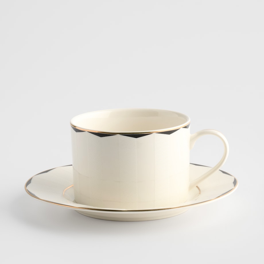 Filiżanka Ze Spodkiem Olea z motywem geometrycznym