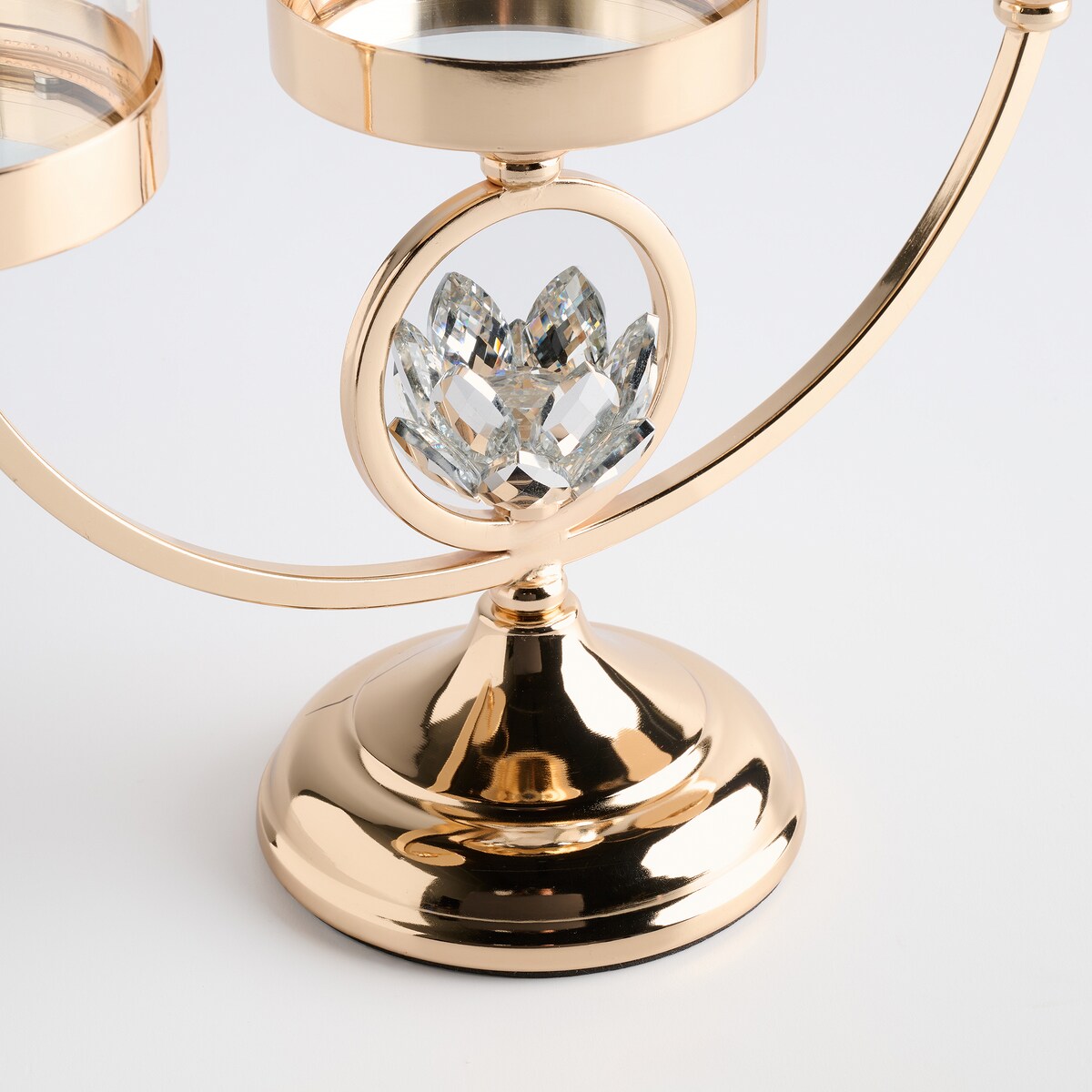 Świecznik potrójny Cristal shine brooche z motywem kwiatowym