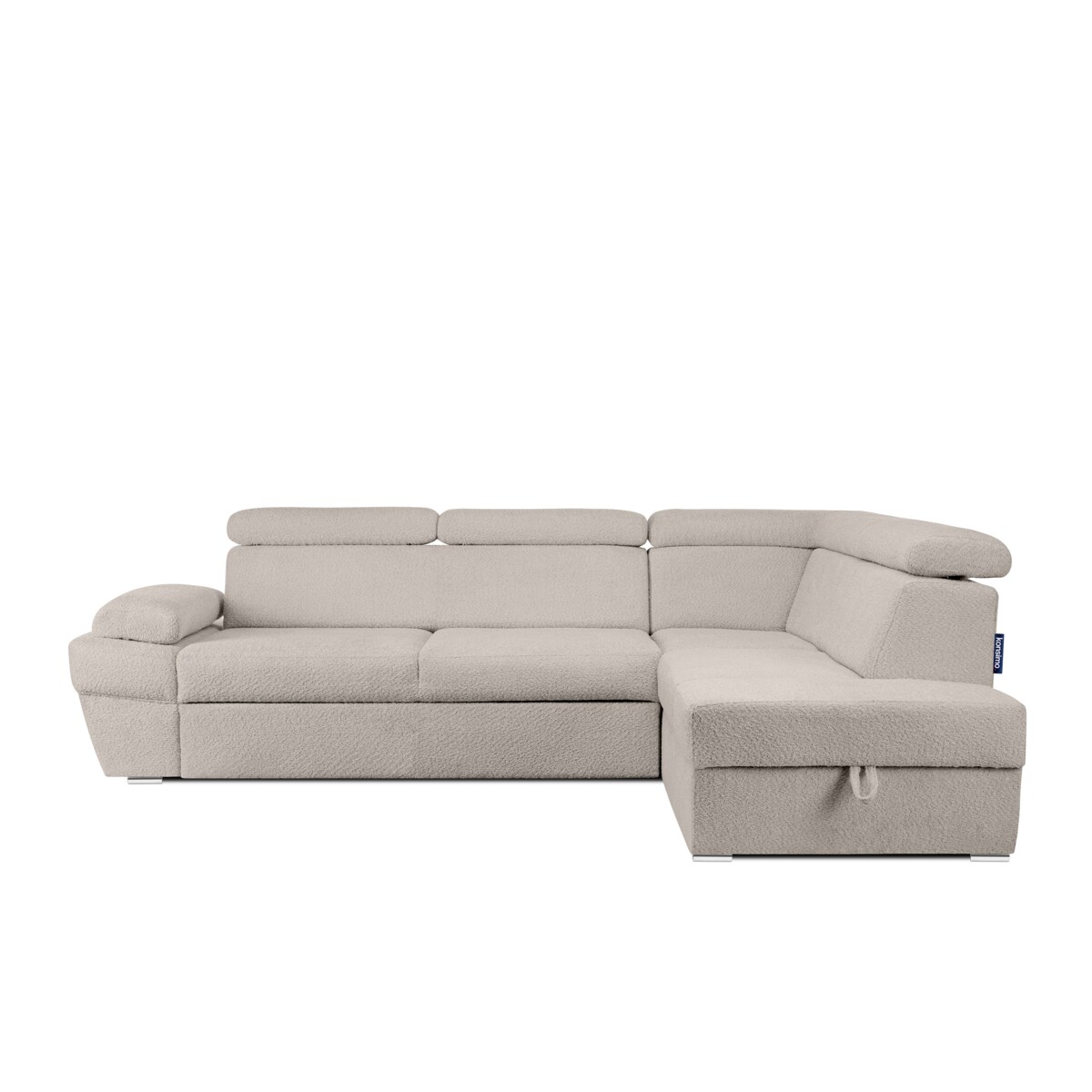 KONSIMO RATLO Narożnik rozkładany jagnięcy z pojemnikiem na pościel, jasny beż, prawy