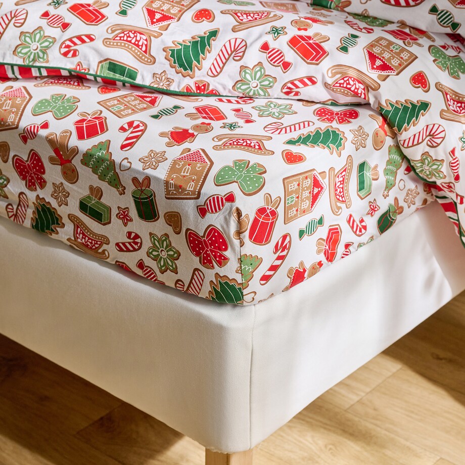 Prześcieradło Z Gumką Ginno 160x200 cm z motywem piernika