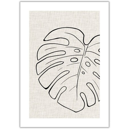 plakat line art monstera len 30x40 cm