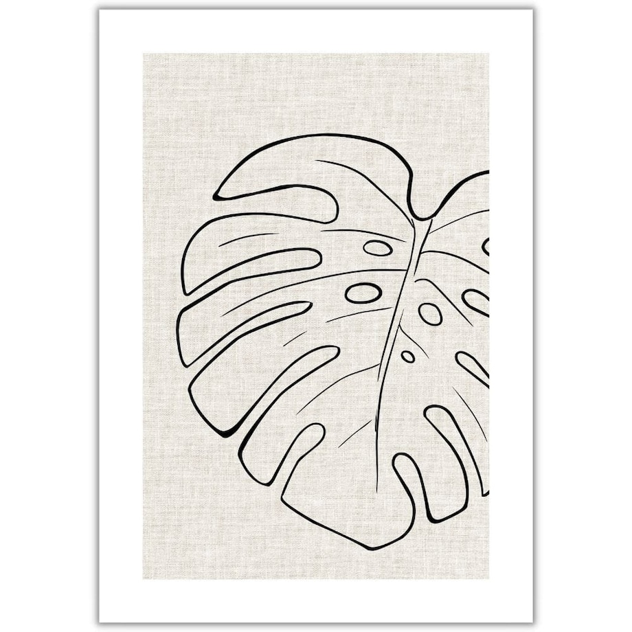 plakat line art monstera len 30x40 cm