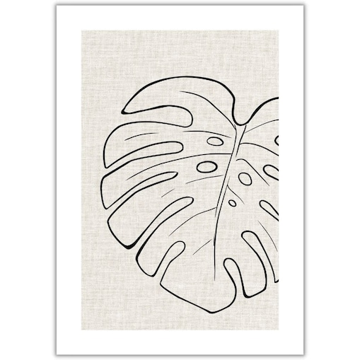 plakat line art monstera len 30x40 cm