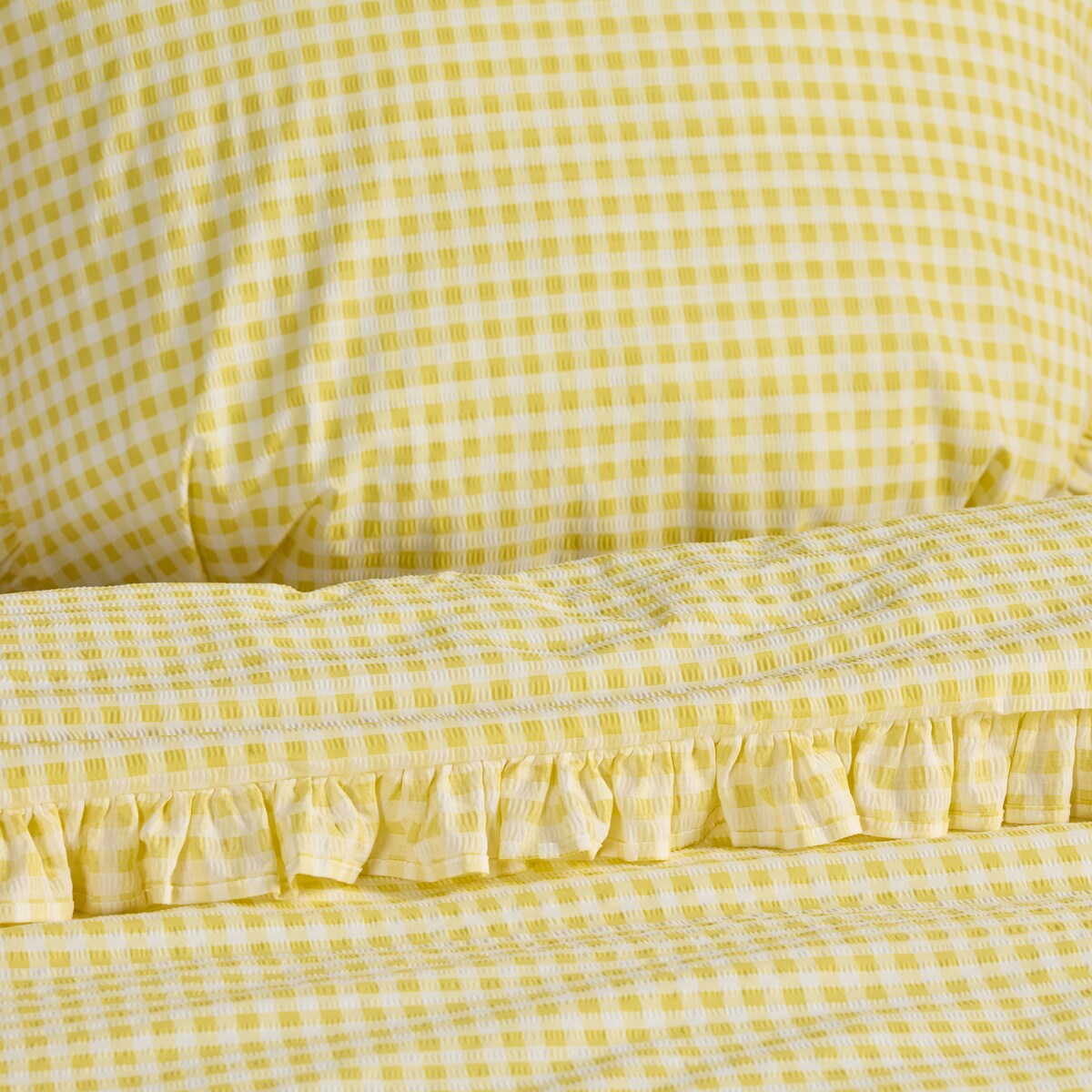 Pościel z kory z falbaną Minomi 160x200 cm w kratę