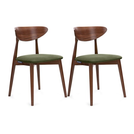 KONSIMO RABI drewniane krzesła 2 sztuki orzech zielony welur
