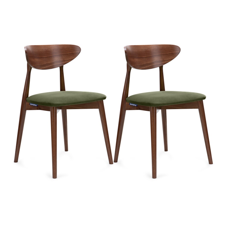 KONSIMO RABI drewniane krzesła 2 sztuki orzech zielony welur
