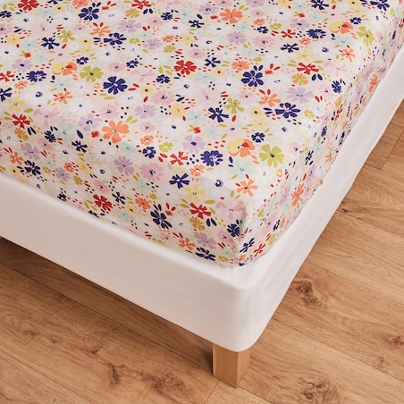 Prześcieradło z mikrofibry z gumką Bloomi 140x200 cm z motywem kwiatowym