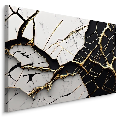 Obraz Ścienny Czarno-biały Popękany MARMUR 120x80cm