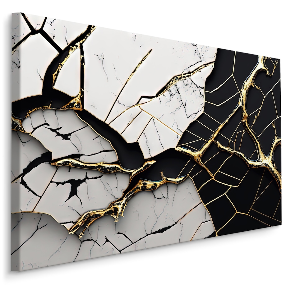 Obraz Ścienny Czarno-biały Popękany MARMUR 120x80cm