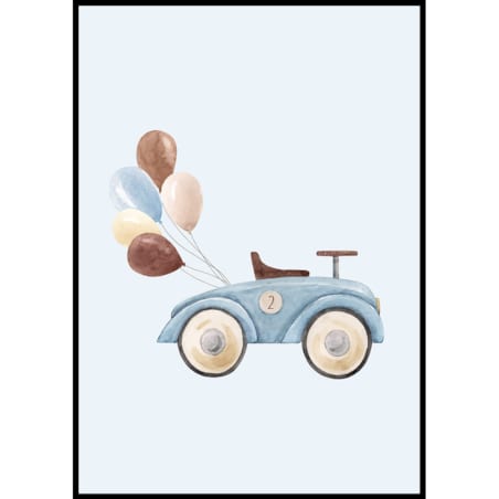 plakat autko z balonami 21x30 cm