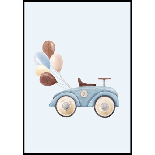 plakat autko z balonami 21x30 cm