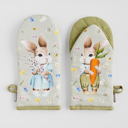 Komplet Rękawic Kuchennych Emi 14x30 cm z motywem królika