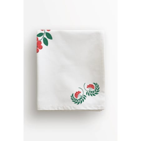 Obrus świąteczny - jarzębinowy wieniec - 140x220