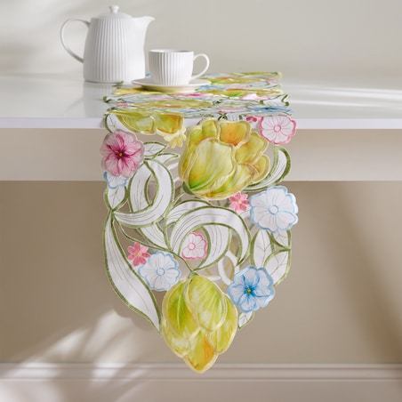 Bieżnik Haftowany Floresse 35x175 cm z motywem kwiatowym