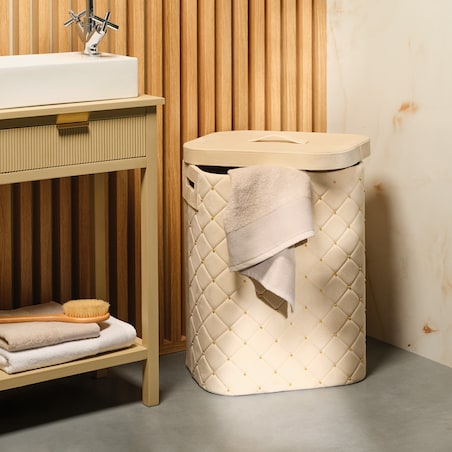 Pikowany kosz na pranie z weluru nappy 65 l