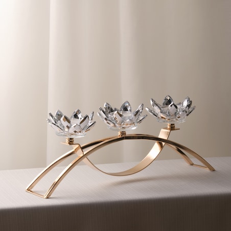 Świecznik potrójny Cristal shine trio z motywem kwiatowym