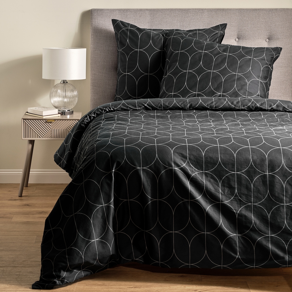 Pościel z bawełny satynowej Mistose 160x200 cm z motywem geometrycznym