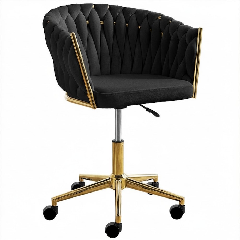 Fotel biurowy krzesło obrotowe regulowane welurowe czarne