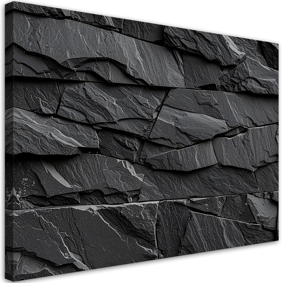 Obraz do salonu kuchni łazienki, Czarny Kamień Łupek struktura 60x40