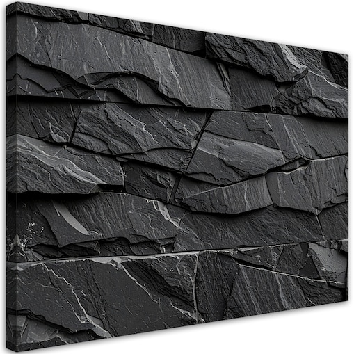 Obraz do salonu kuchni łazienki, Czarny Kamień Łupek struktura 60x40