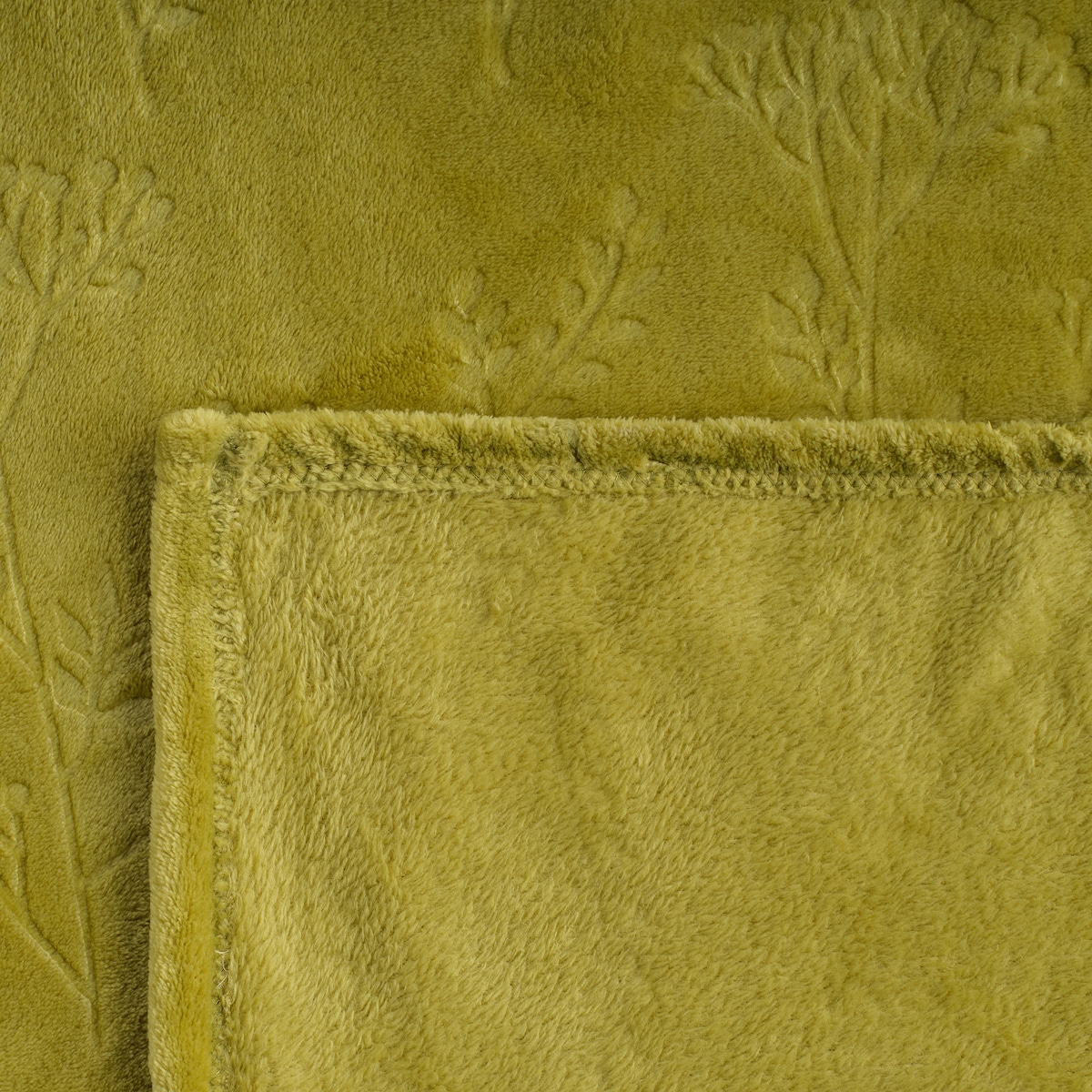 Jednokolorowy koc z wytłoczonym wzorem liściastym Yanborio 150x200 cm