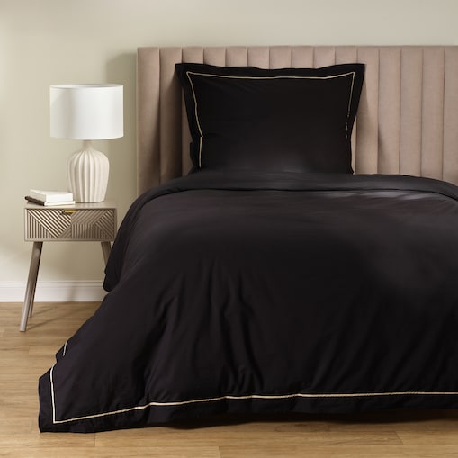 Jednokolorowa pościel z perkalu z lamówką Perlamo 140x200 cm