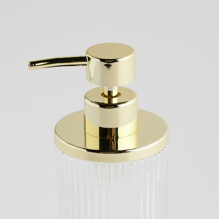 Dozownik łazienkowy z ryflowanego szkła zdobiony metalem marcella