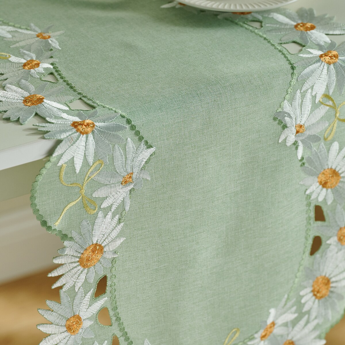 Bieżnik Haftowany Mintsy 35x174 cm z motywem kwiatowym