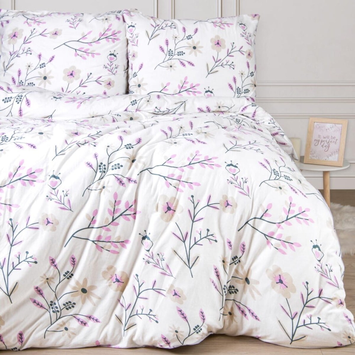 Pościel jersey 160x200 Wiosenne różowe kwiaty