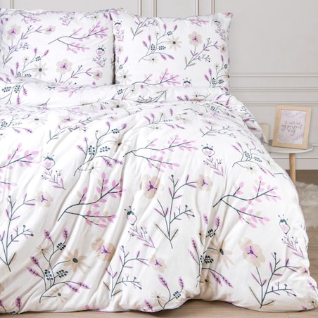 Pościel jersey 160x200 Wiosenne różowe kwiaty