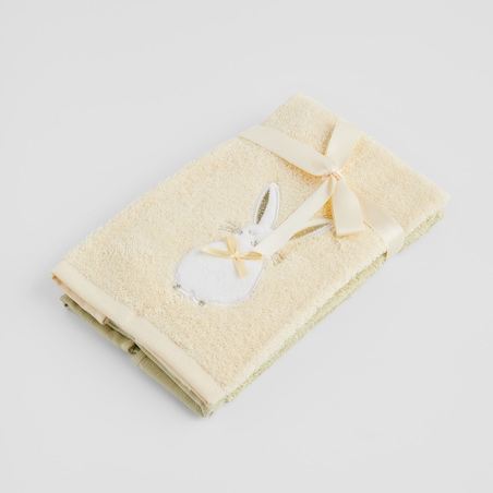 Komplet ręczników dekoracyjnych do twarzy lub rąk 2szt Daffelis 30x50 cm z motywem kwiatowym i królika