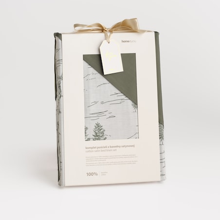 Pościel z bawełny satynowej Erdo 160x200 cm z motywem choinki