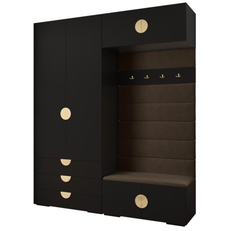 Garderoba do przedpokoju INOVA 4 Z12 czarny+złoty+manila04