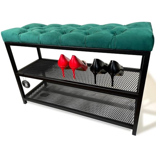 Szafka na buty loftowa siedzisko butelkowa zieleń 80cm