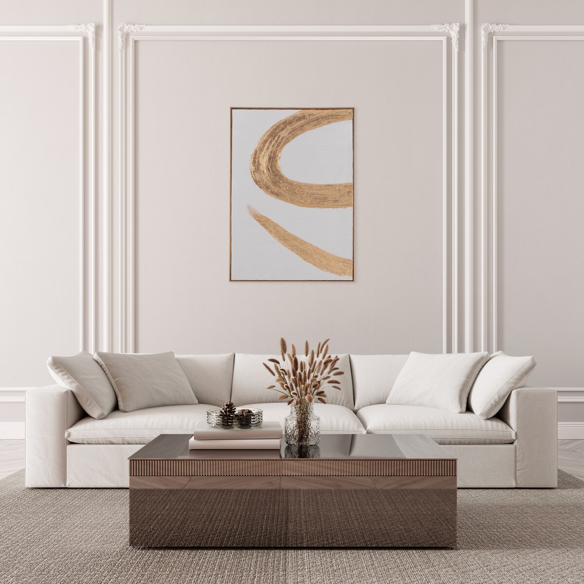 ręcznie zdobiony obraz na płótnie z elementami złota cerano 70x100