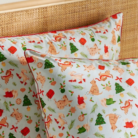 Pościel bawełniana z lamówką Dogimas 200x220 cm z motywem zwierzęcym