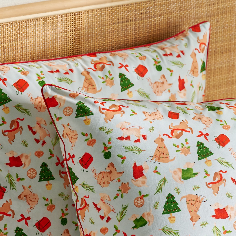 Pościel bawełniana z lamówką Dogimas 200x220 cm z motywem zwierzęcym