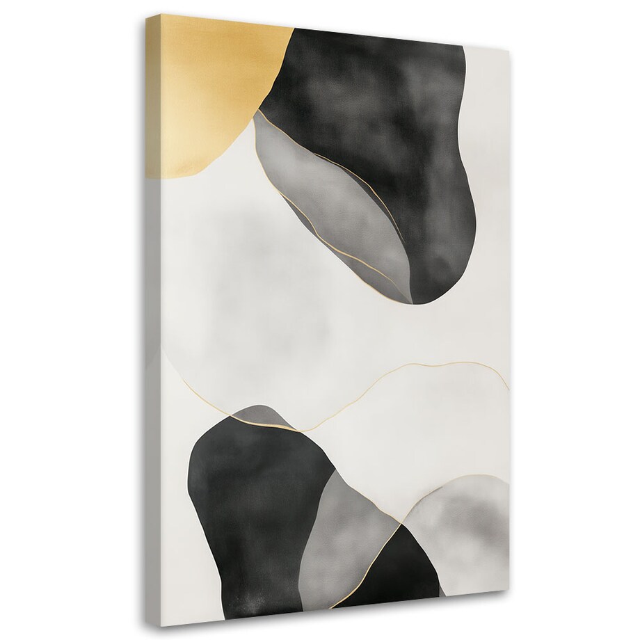 Feeby Obraz do salonu, Abstrakcja w plamy Złoty Szary Czarny 70x100