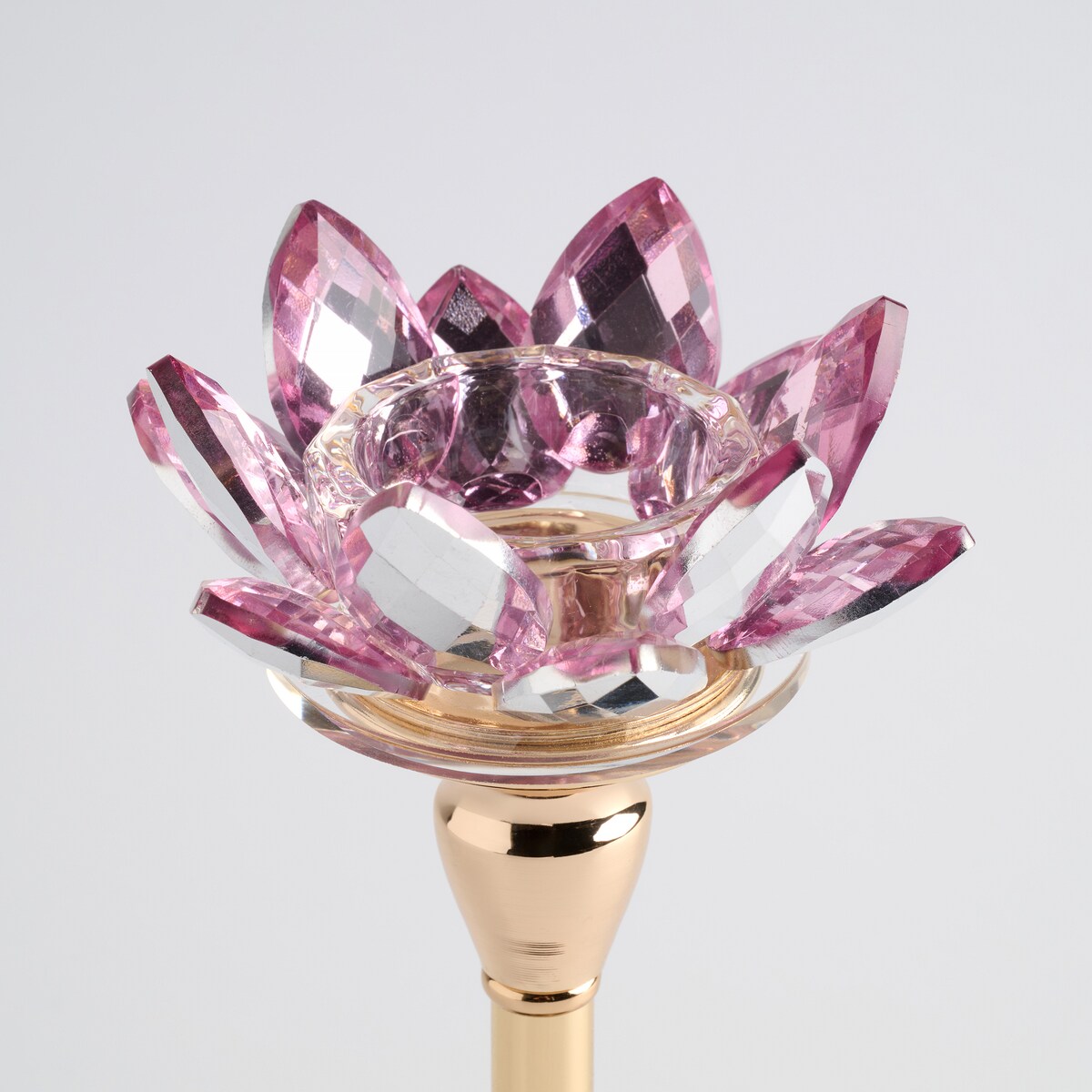 Świecznik Cristal shine long z motywem kwiatowym